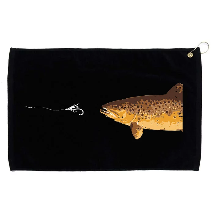 Brown Trout Fishing Hook Fisherman Angler Grommeted Golf Towel