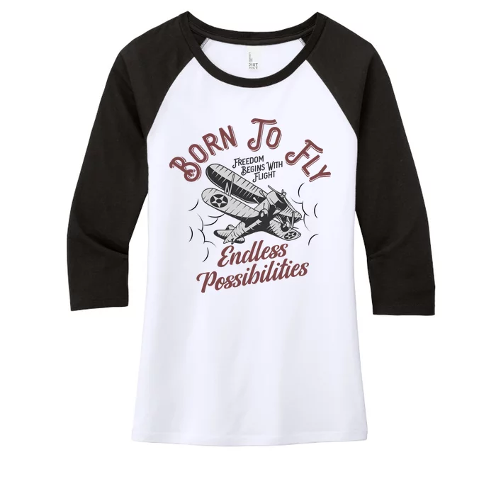 Born To Fly Women's Tri-Blend 3/4-Sleeve Raglan Shirt