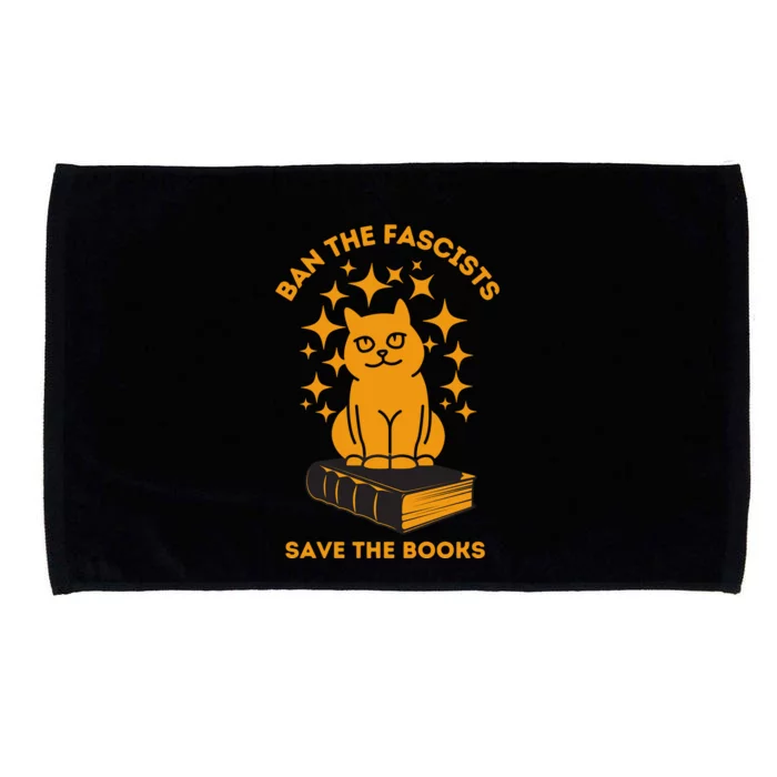 Ban The Fascists Save The Books Bookaholics Cat Microfiber Hand Towel