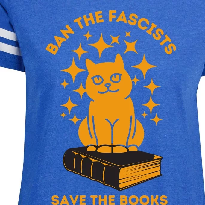 Ban The Fascists Save The Books Bookaholics Cat Enza Ladies Jersey Football T-Shirt