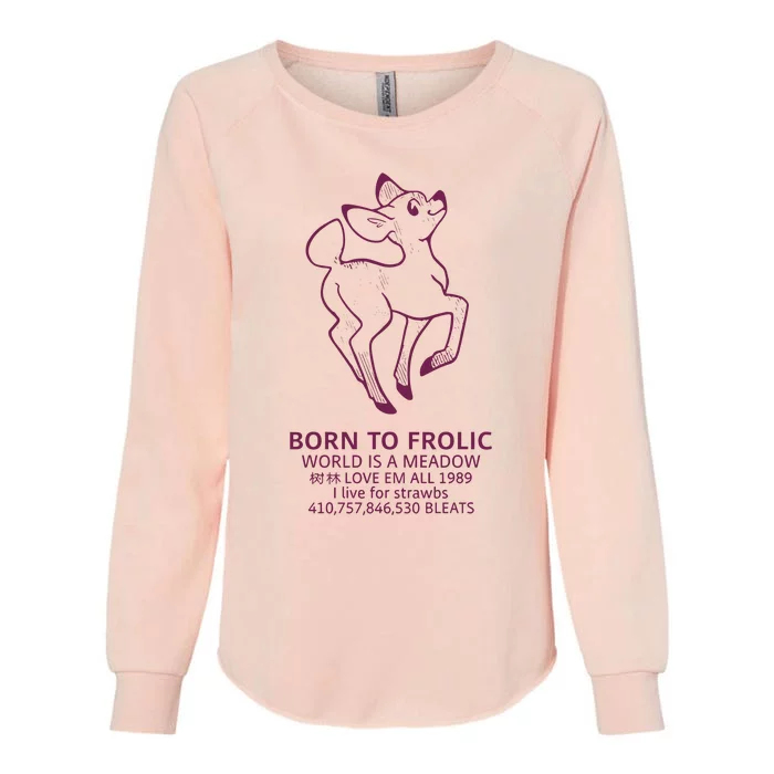 Born To Frolic World Is A Meadow Womens California Wash Sweatshirt