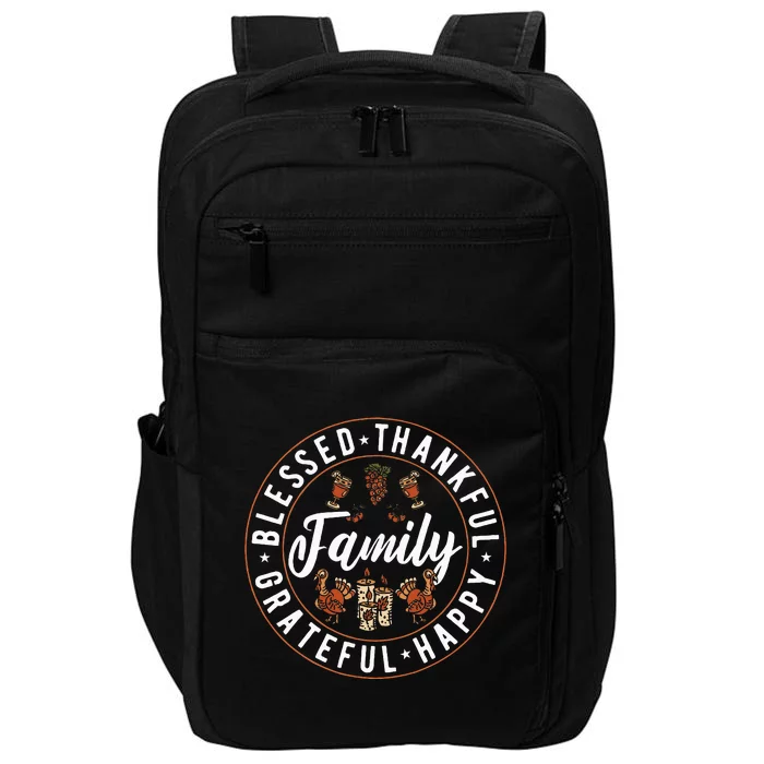 Blessed Thankful Family Thanksgiving Impact Tech Backpack