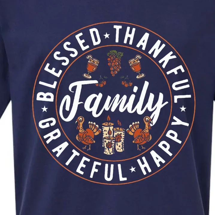 Blessed Thankful Family Thanksgiving Sueded Cloud Jersey T-Shirt