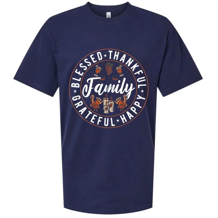 Blessed Thankful Family Thanksgiving Sueded Cloud Jersey T-Shirt