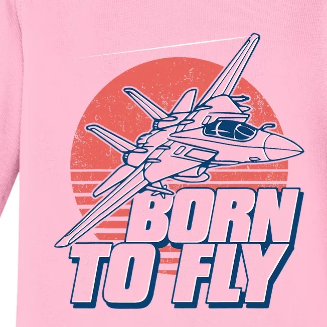 Born To Fly Fighter Jet Plane Airplane Baby Long Sleeve Bodysuit