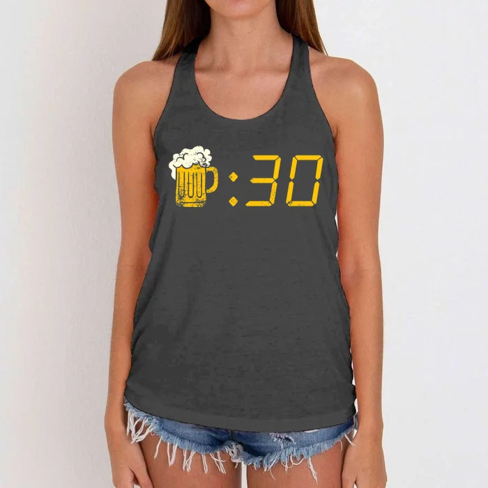 Beer Thirty. Funny Drinking Or Getting Drunk Women's Knotted Racerback Tank