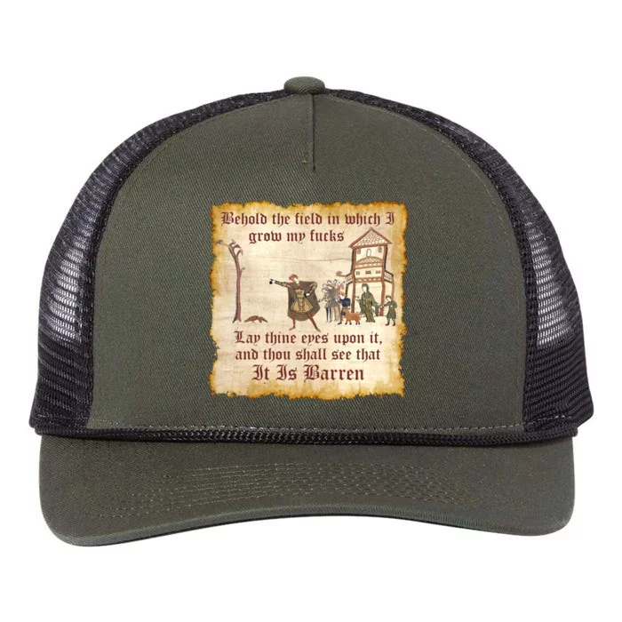 Behold The Field Medieval Dank Meme Retro Rope Trucker Hat Cap