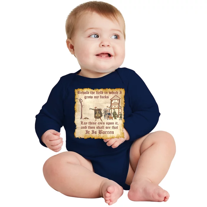 Behold The Field Medieval Dank Meme Baby Long Sleeve Bodysuit