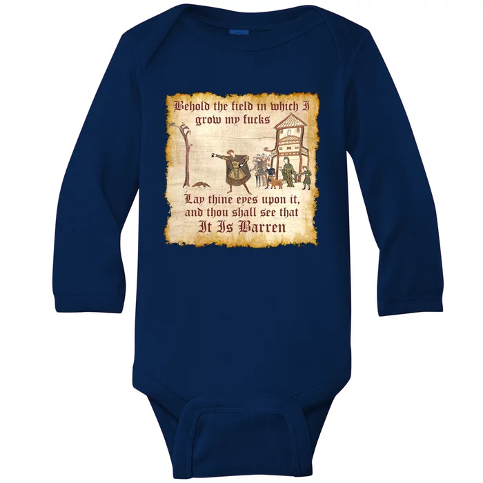 Behold The Field Medieval Dank Meme Baby Long Sleeve Bodysuit