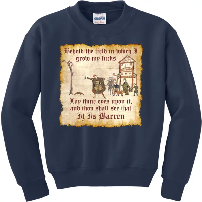 Behold The Field Medieval Dank Meme Kids Sweatshirt