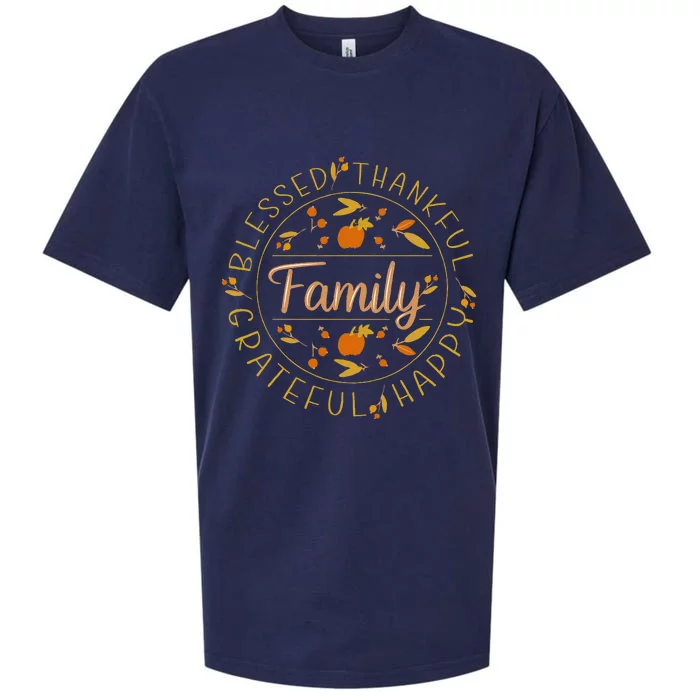 Blessed Thankful Family Thanksgiving Sueded Cloud Jersey T-Shirt