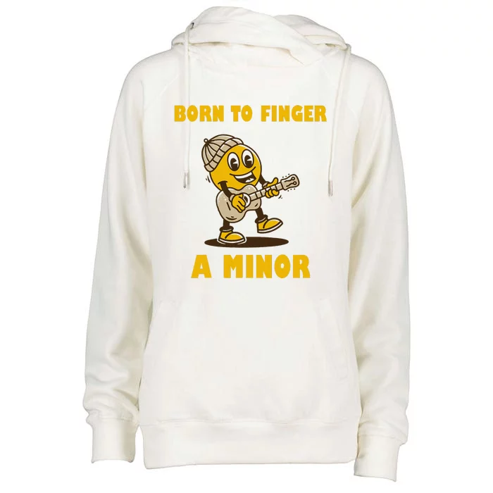 Born To Finger A Minor Guitar Womens Funnel Neck Pullover Hood