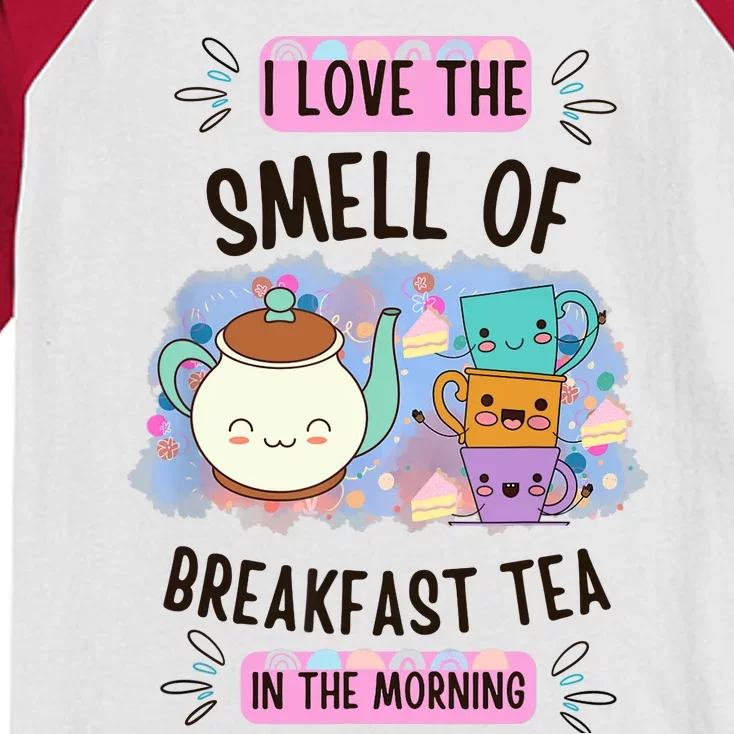 Breakfast Tea. Funny Morning Kids Colorblock Raglan Jersey