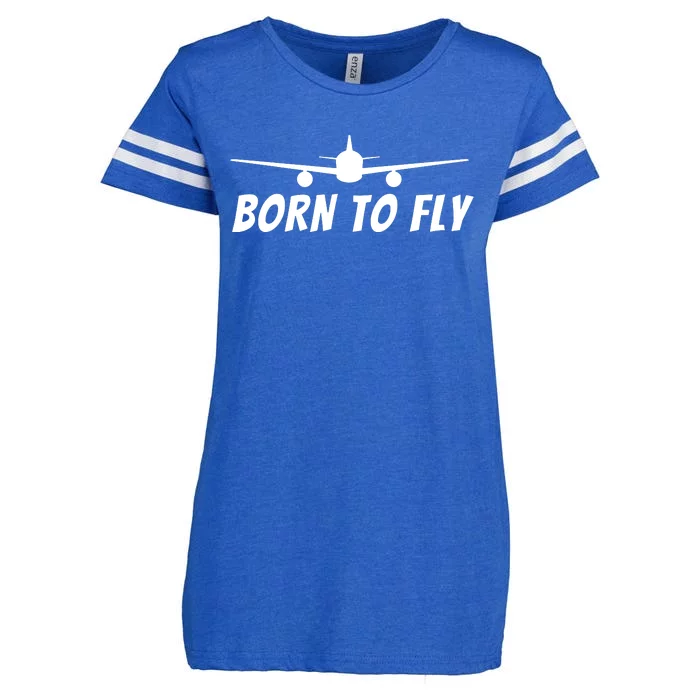 Born To Fly Funny Pilot Aviation Airplane Gift Enza Ladies Jersey Football T-Shirt