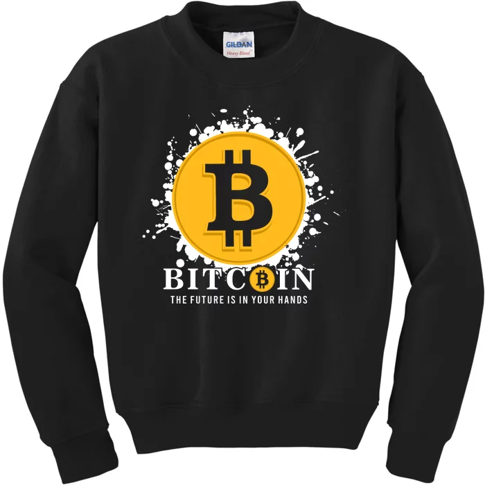 Bitcoin The Future Is In Your Hands Kids Sweatshirt