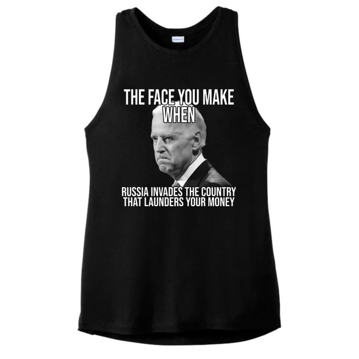 Biden The Face You Make When Russia Invades The Country Ladies Tri-Blend Wicking Tank