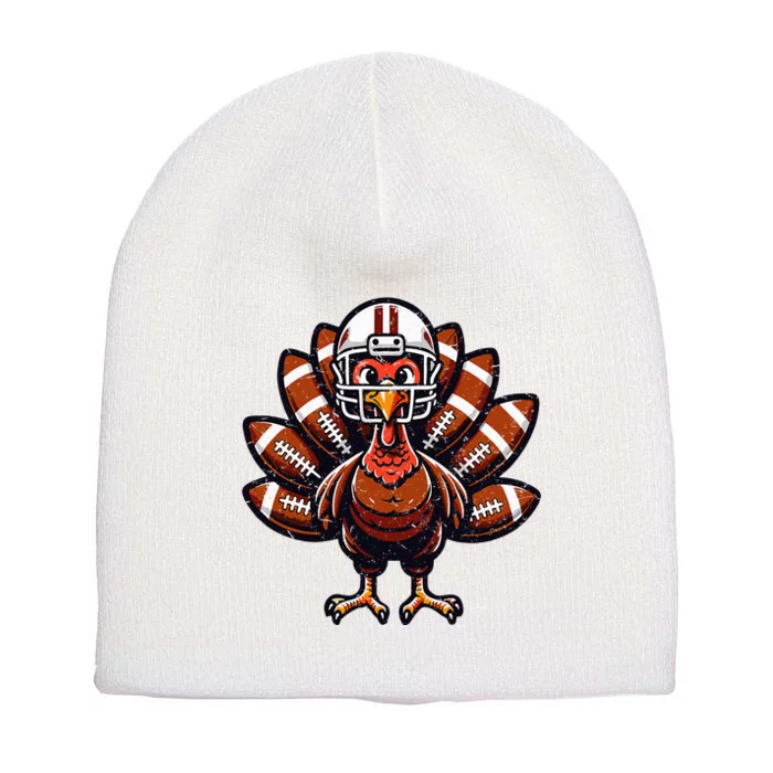 Baby Turkey Football Player Thanksgiving Short Acrylic Beanie