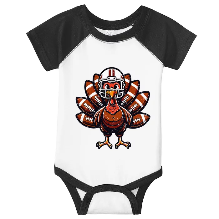 Baby Turkey Football Player Thanksgiving Infant Baby Jersey Bodysuit