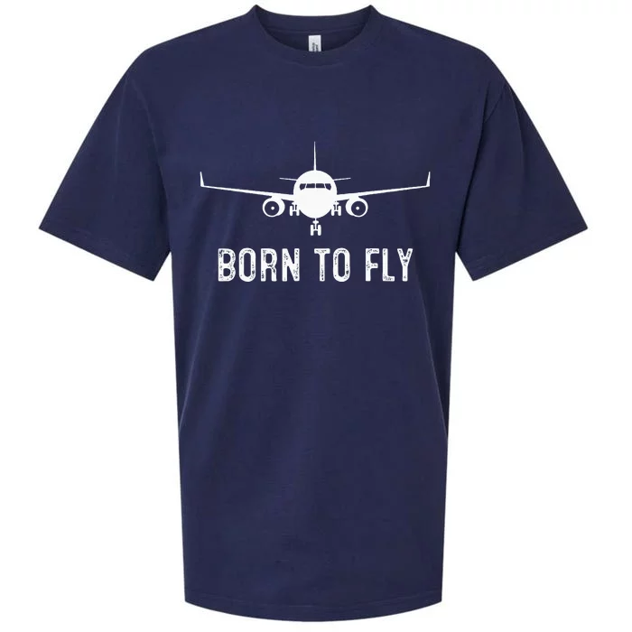 Born To Fly Funny Airplane Pilot Gift Men Aviation Airline Sueded Cloud Jersey T-Shirt