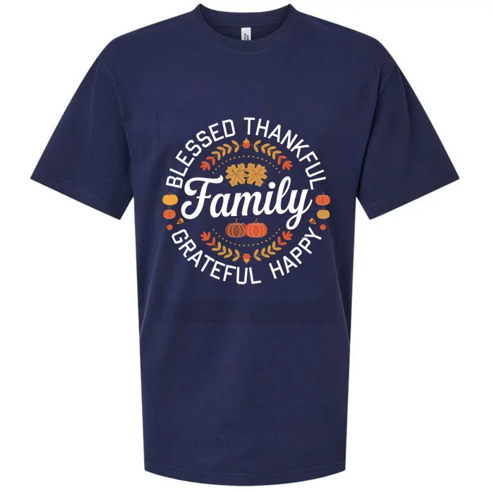 Blessed Thankful Family Thanksgiving Gift Sueded Cloud Jersey T-Shirt