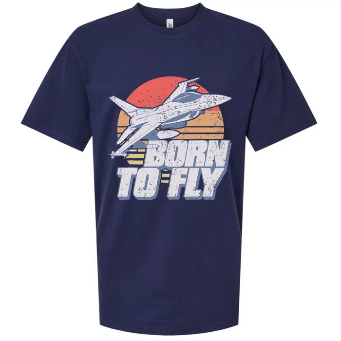 Born To Fly Fighter Jet Plane Airplane Sueded Cloud Jersey T-Shirt