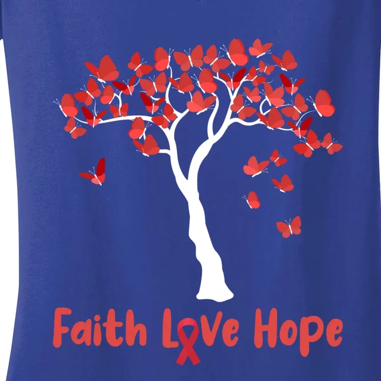 Butterfly Tree Faith Love Hope Gift Women's V-Neck T-Shirt