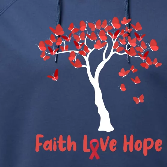 Butterfly Tree Faith Love Hope Gift Performance Fleece Hoodie