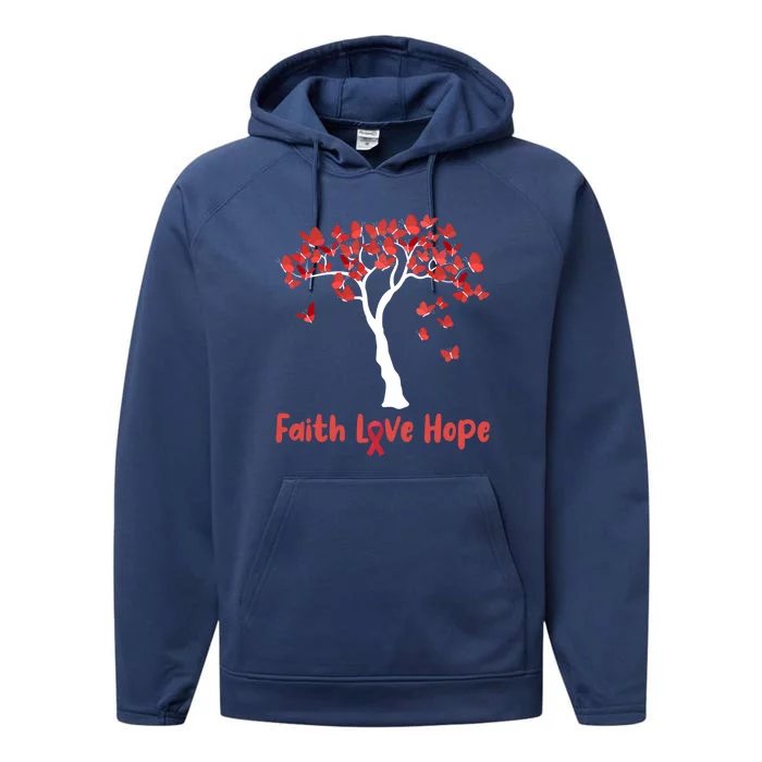 Butterfly Tree Faith Love Hope Gift Performance Fleece Hoodie