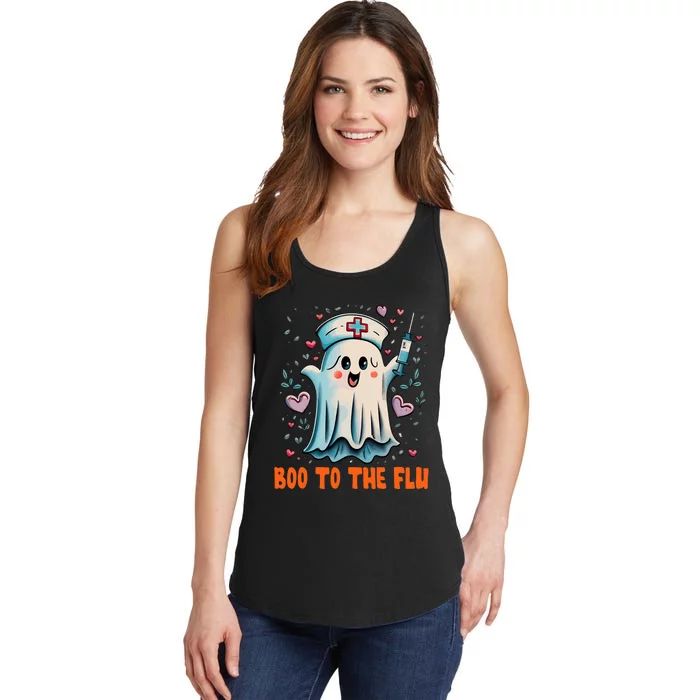 Boo To Flu Ghost Retro Halloween Ladies Essential Tank