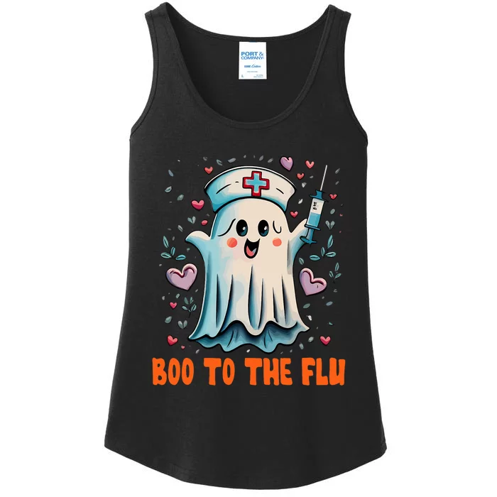 Boo To Flu Ghost Retro Halloween Ladies Essential Tank