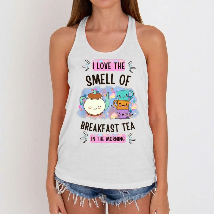 Breakfast Tea. Funny Morning Women's Knotted Racerback Tank