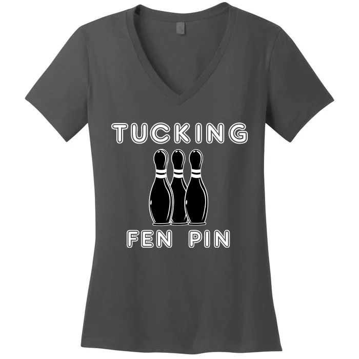 Bowling Tucking Fen Pin Women's V-Neck T-Shirt