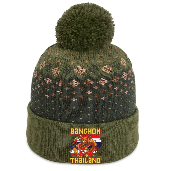 Bangkok Thai Flag Asia Dragon Thailand The Baniff Cuffed Pom Beanie