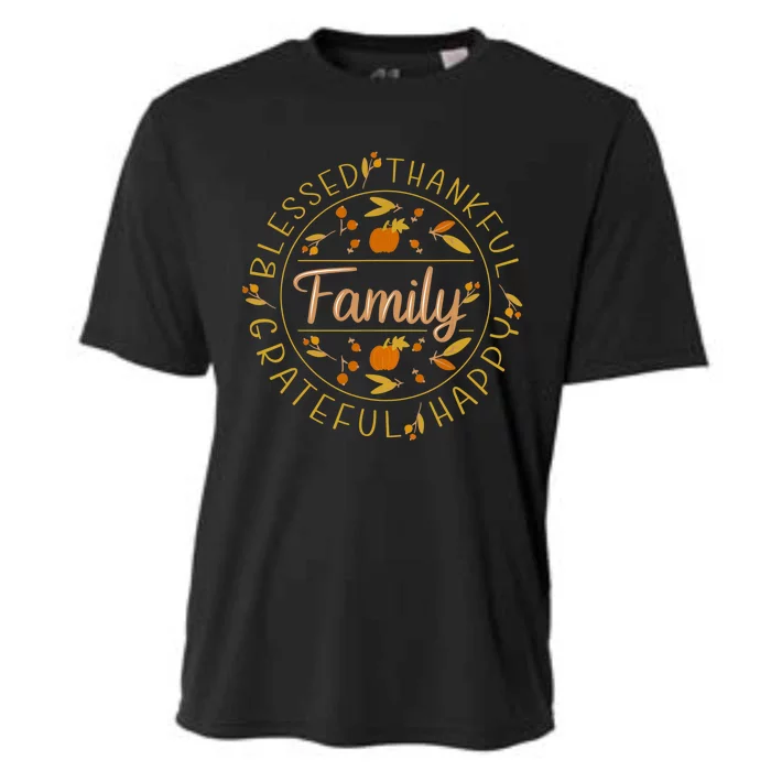 Blessed Thankful Family Thanksgiving Cooling Performance Crew T-Shirt