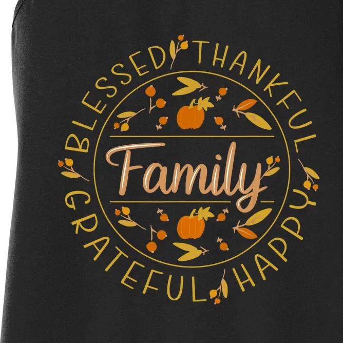 Blessed Thankful Family Thanksgiving Women's Racerback Tank