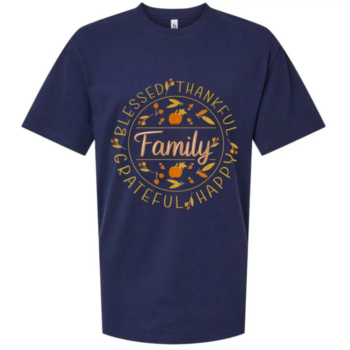 Blessed Thankful Family Thanksgiving Sueded Cloud Jersey T-Shirt