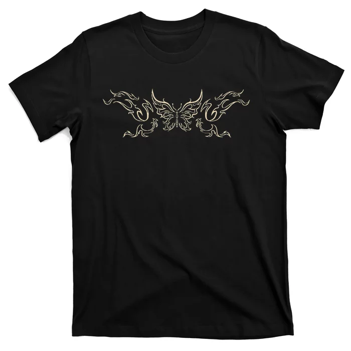 Butterfly Tattoo Grunge Fairycore Aesthetic Goth T-Shirt