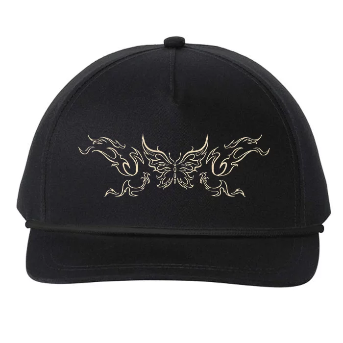 Butterfly Tattoo Grunge Fairycore Aesthetic Goth Snapback Five-Panel Rope Hat