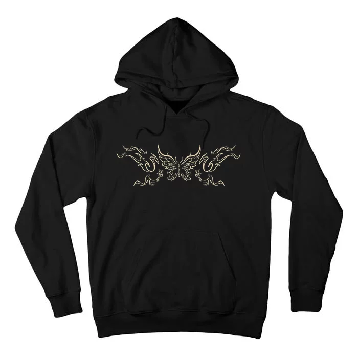 Butterfly Tattoo Grunge Fairycore Aesthetic Goth Tall Hoodie