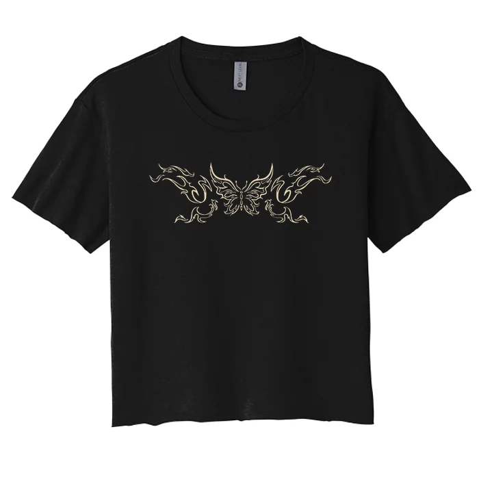 Butterfly Tattoo Grunge Fairycore Aesthetic Goth Women's Crop Top Tee