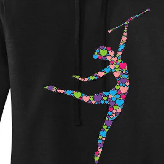 Baton Twirling Girl Silhouette Dancing Twirler Majorette Women's Pullover Hoodie