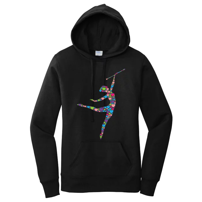 Baton Twirling Girl Silhouette Dancing Twirler Majorette Women's Pullover Hoodie