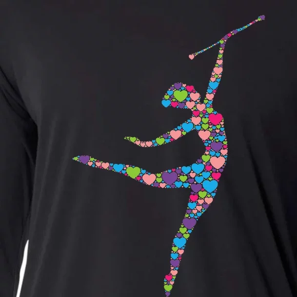 Baton Twirling Girl Silhouette Dancing Twirler Majorette Cooling Performance Long Sleeve Crew