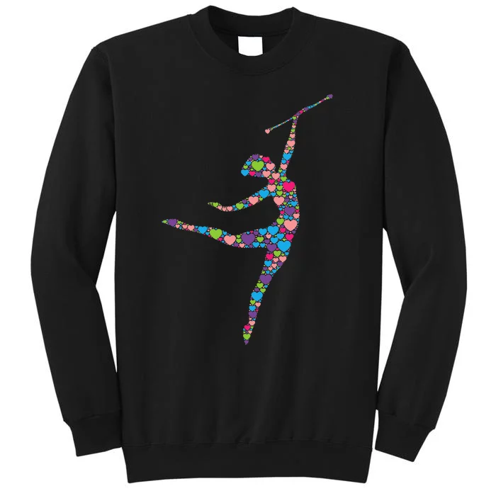 Baton Twirling Girl Silhouette Dancing Twirler Majorette Tall Sweatshirt