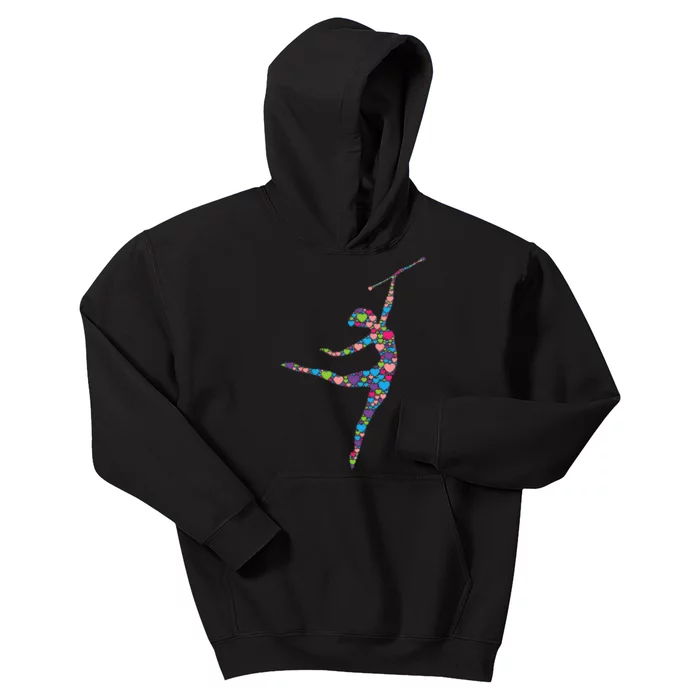 Baton Twirling Girl Silhouette Dancing Twirler Majorette Kids Hoodie