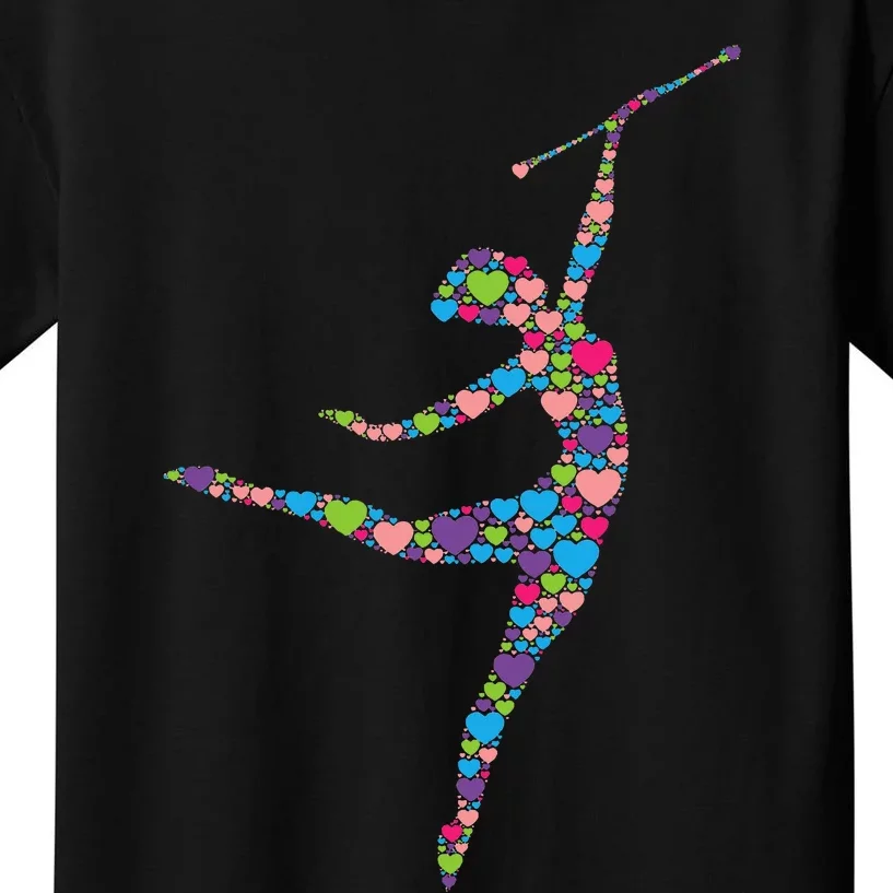 Baton Twirling Girl Silhouette Dancing Twirler Majorette Kids T-Shirt