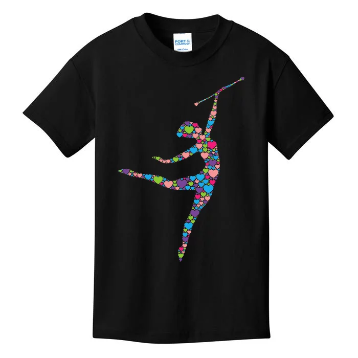 Baton Twirling Girl Silhouette Dancing Twirler Majorette Kids T-Shirt