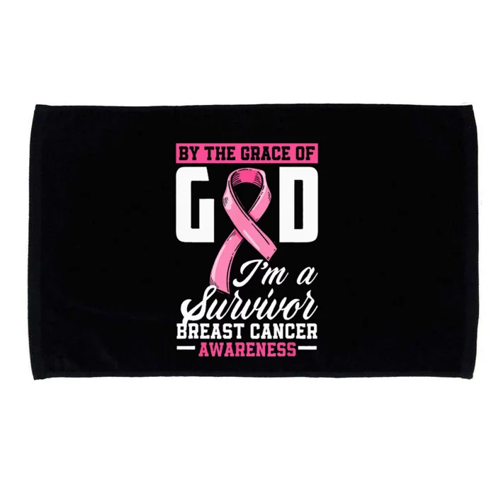 By The Grace God Im A Survivor Breast Cancer Survivor Microfiber Hand Towel