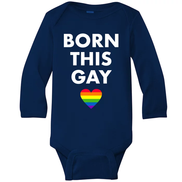 Born This Gay Lgbtqia+ Rainbow Flag Csd Gift Baby Long Sleeve Bodysuit