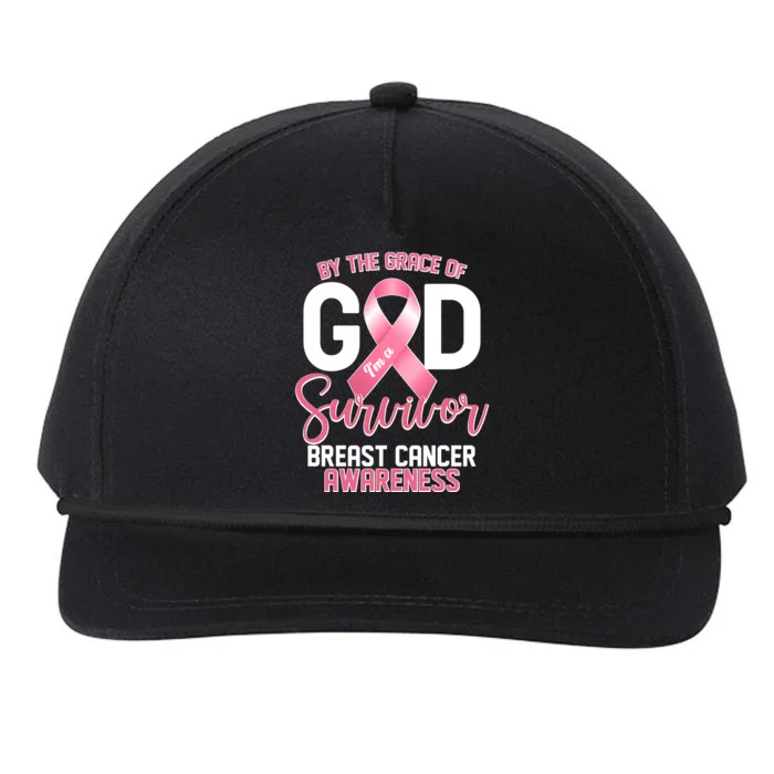 By The Grace Of God IM A Survivor Breast Cancer Awareness Snapback Five-Panel Rope Hat